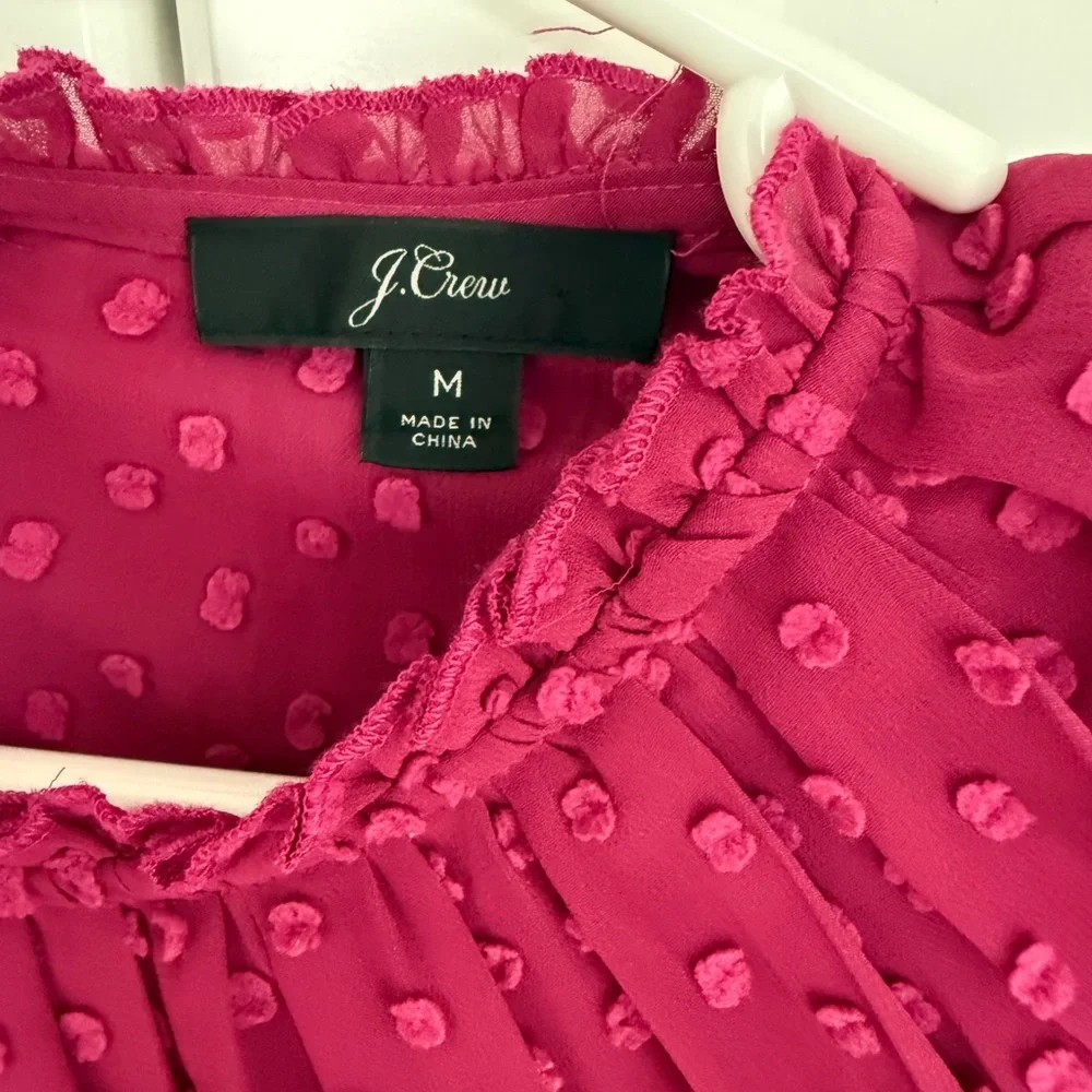 J. Crew Dotted Raspberry Blouse - Picture 3 of 10